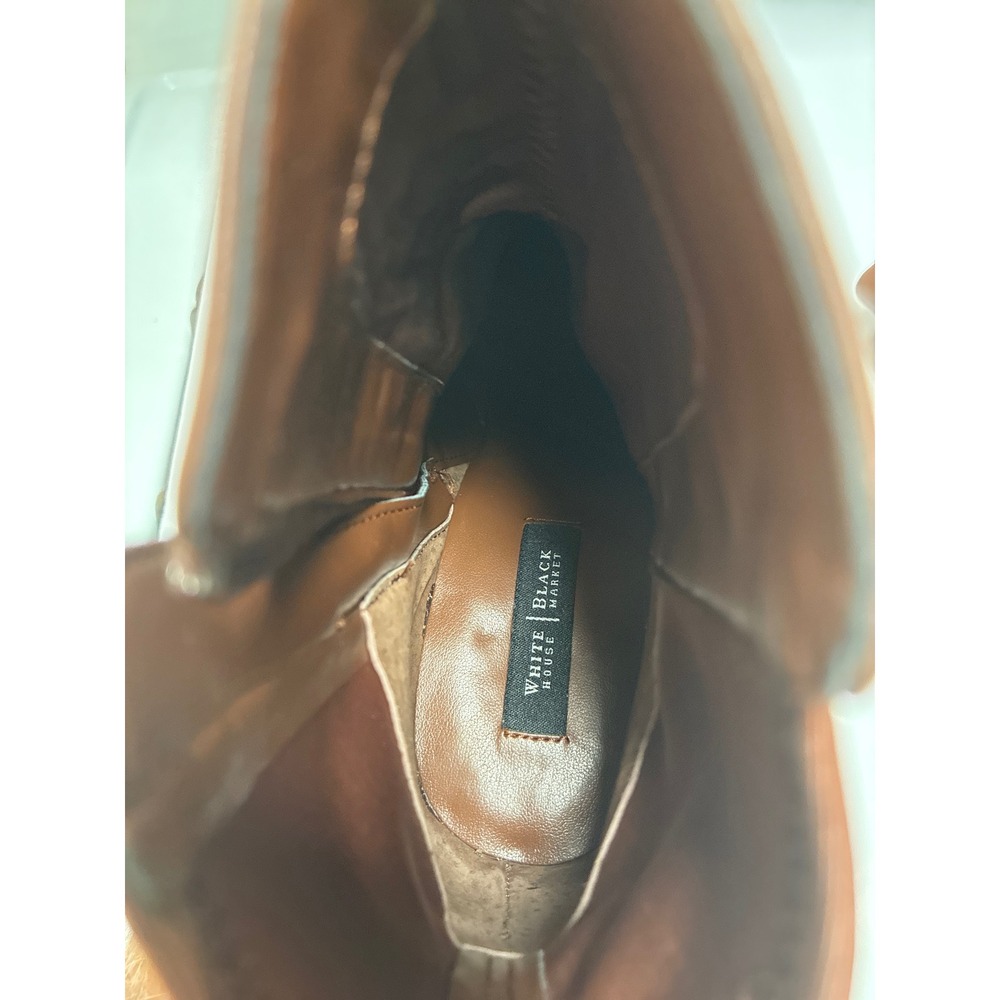 White House Black Market Cognac Brown Leather Stiletto Ankle Boots Size 7M - Picture 5 of 12